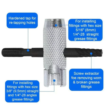 2 x 4 in 1 Grease Nipple Installer Tool for Hex Sizes 38 516 716 Inch