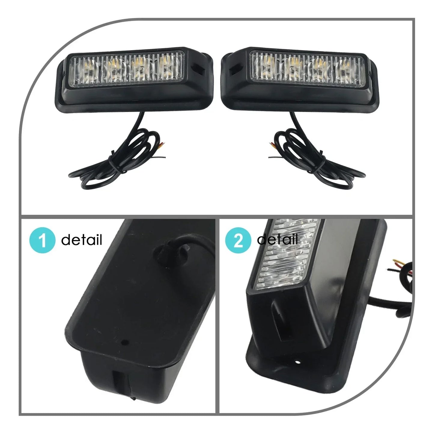 LED Car Light Flash Light Strobe Orange Amber DC 12V for Car