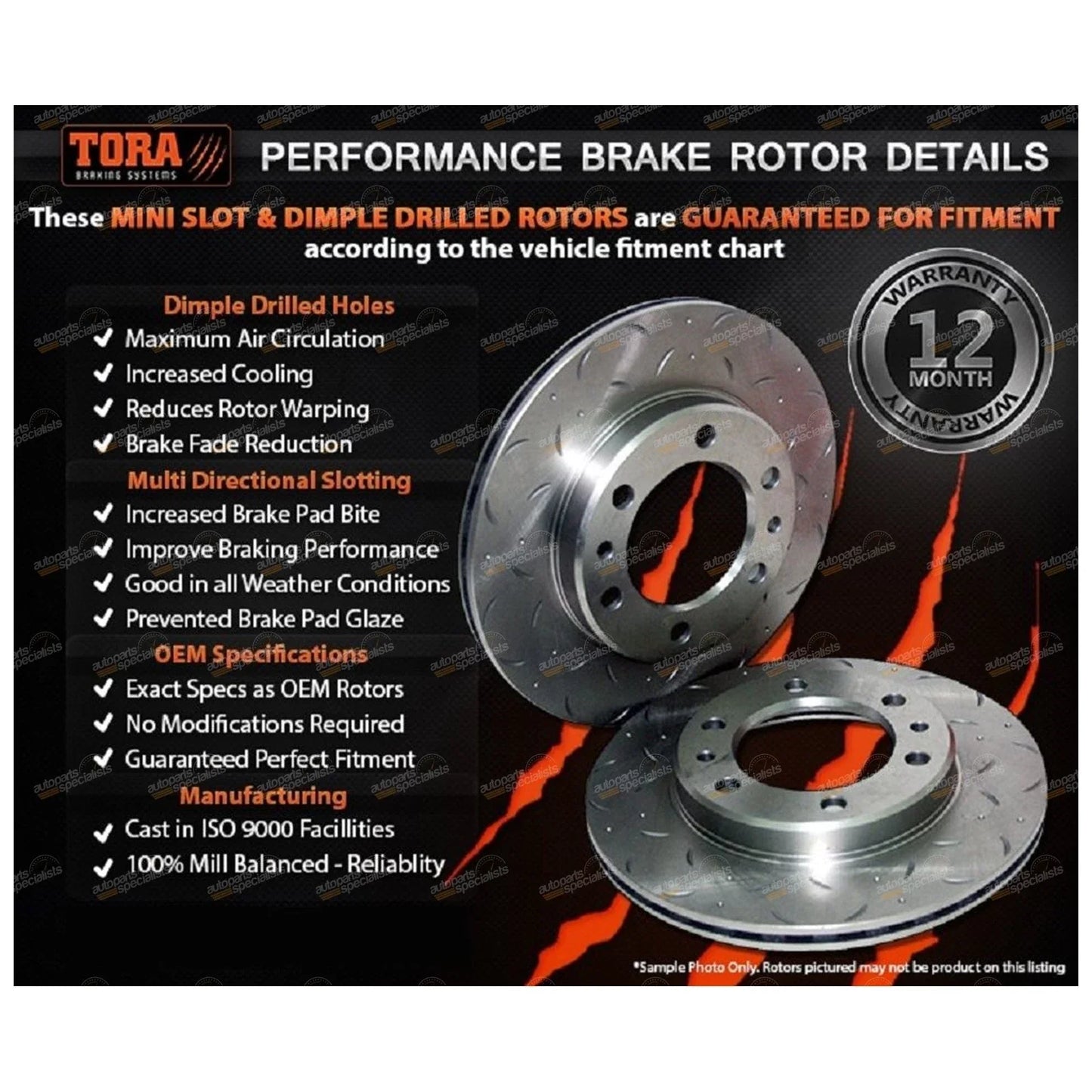 Pads & Rotors Front Drilled Slotted for Falcon AU (1998-2000)