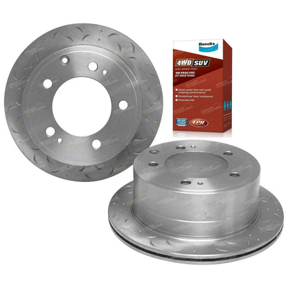 2 x Rear Disc Rotors Pads for Toyota FZJ78 FZJ79 HDJ78 HDJ79 HZJ78 HZJ79