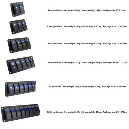Switch Panel / Blue LED Rocker 2–8 Position / Marine Car Boat RV