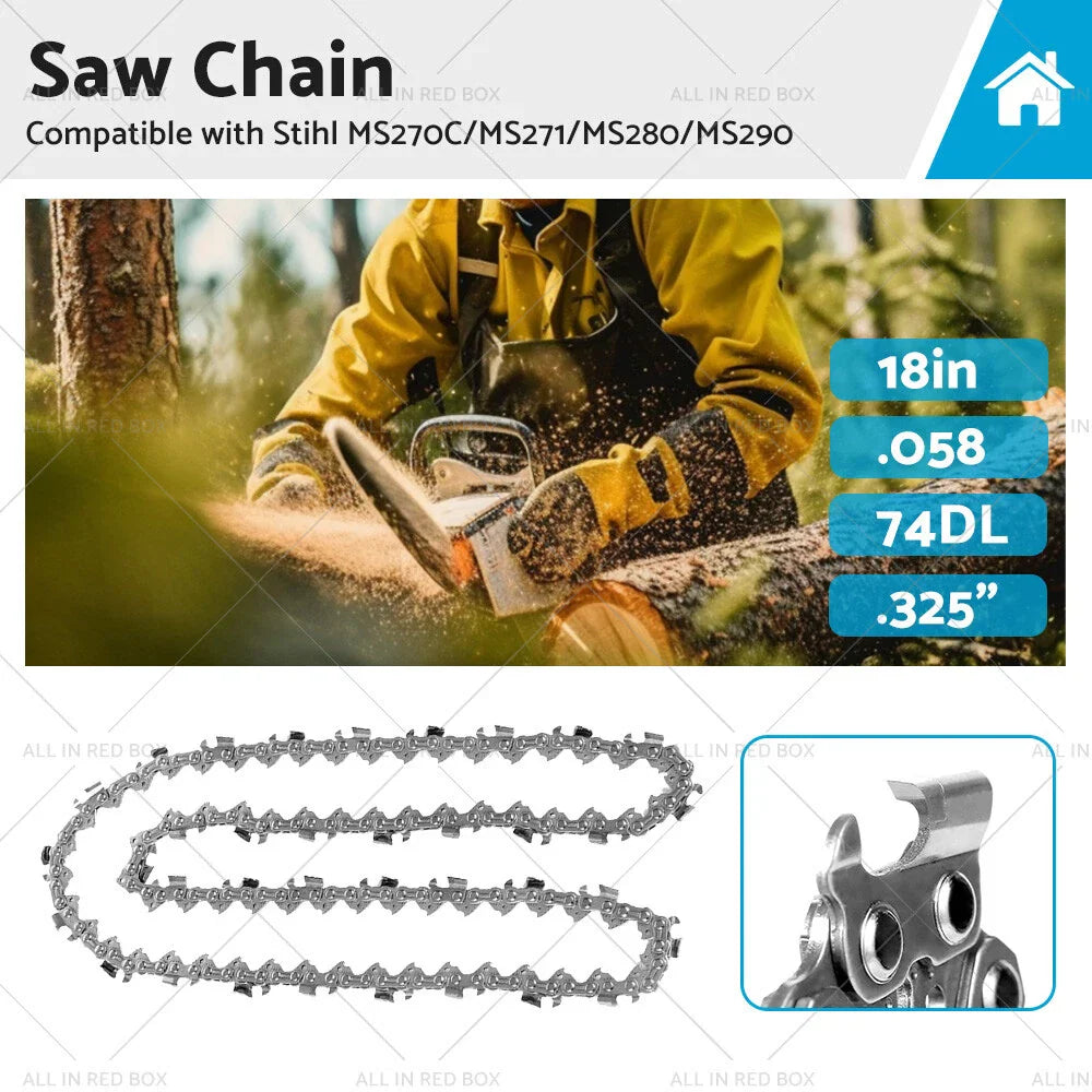 18" .325" .058 74DL Tungsten Chainsaw Chain for Stihl MS271 (2012-2023)