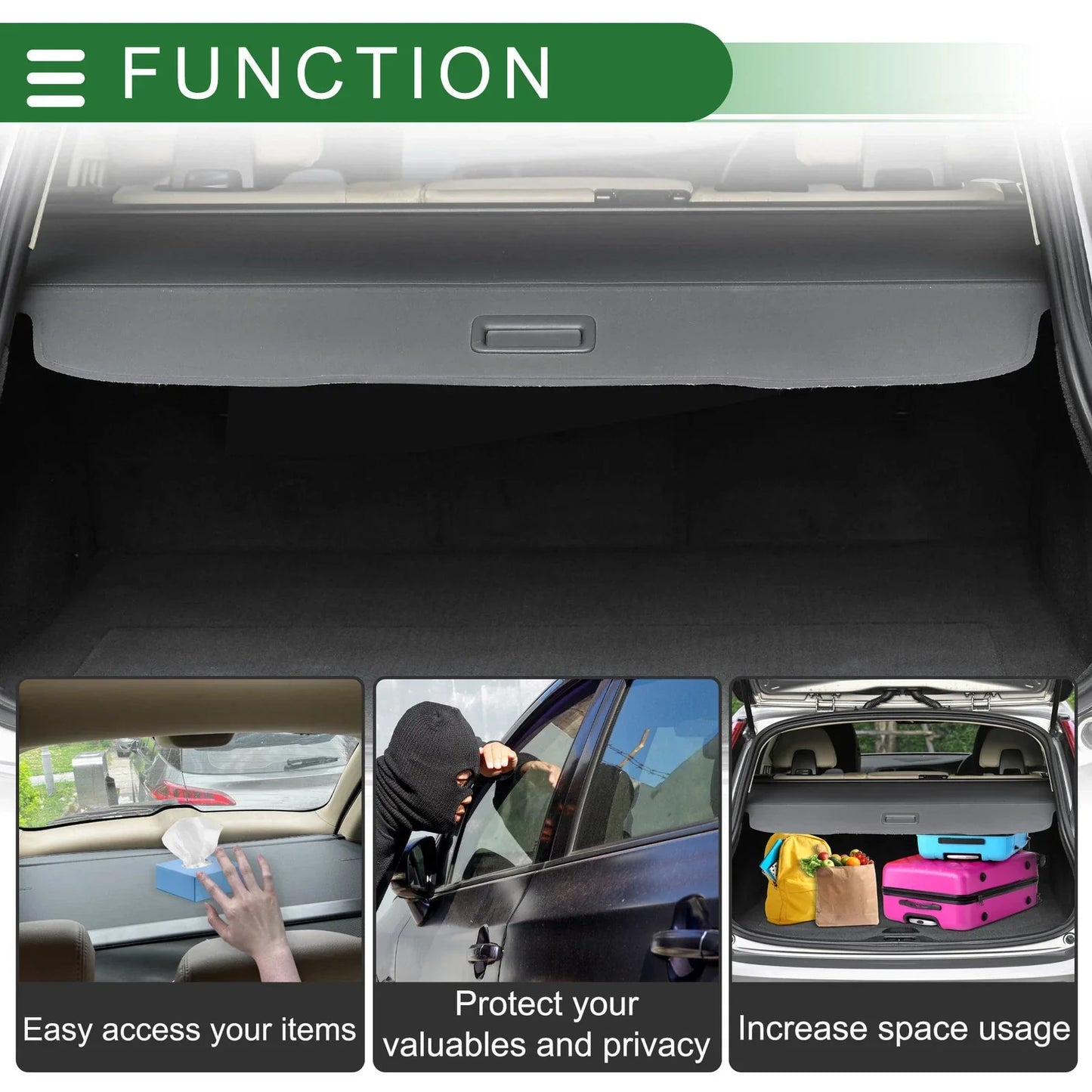 Trunk Retractable Cargo Cover for Mercedes-Benz GLE (2020-2024) Gloss Black