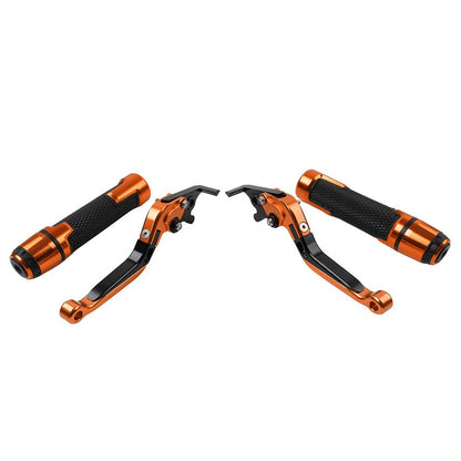 Orange Extendable Brake Clutch Levers & Handlebar Grips for Kawasaki ZX6R