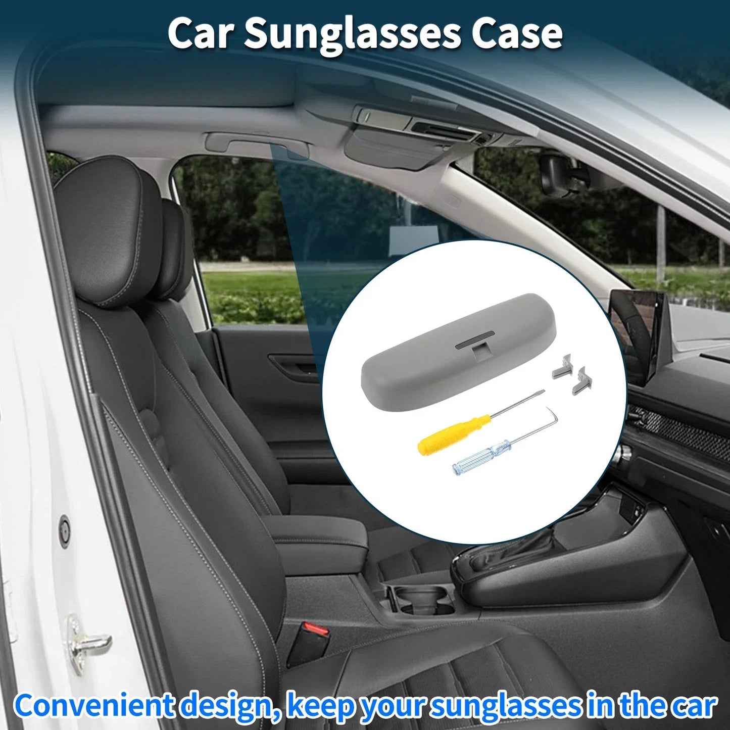 Sunglasses Case for Honda Accord 2012-2023 Eyeglasses Holder Storage Box Grey