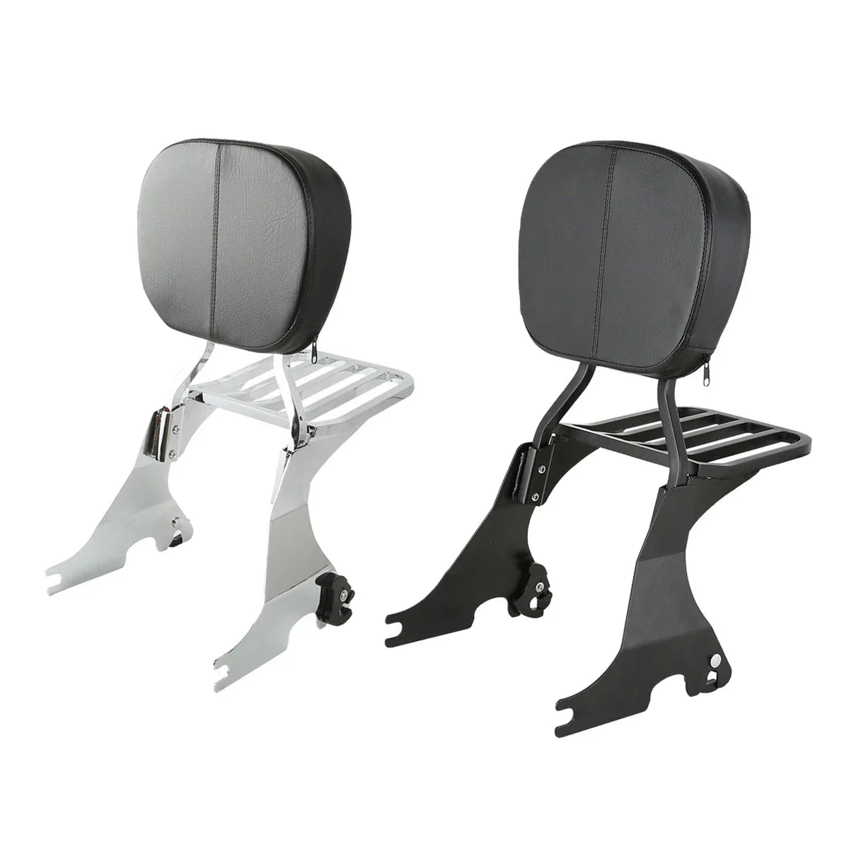 Chrome/Black Backrest Sissy Bar Luggage Rack for Harley Sportster (2004-2022)