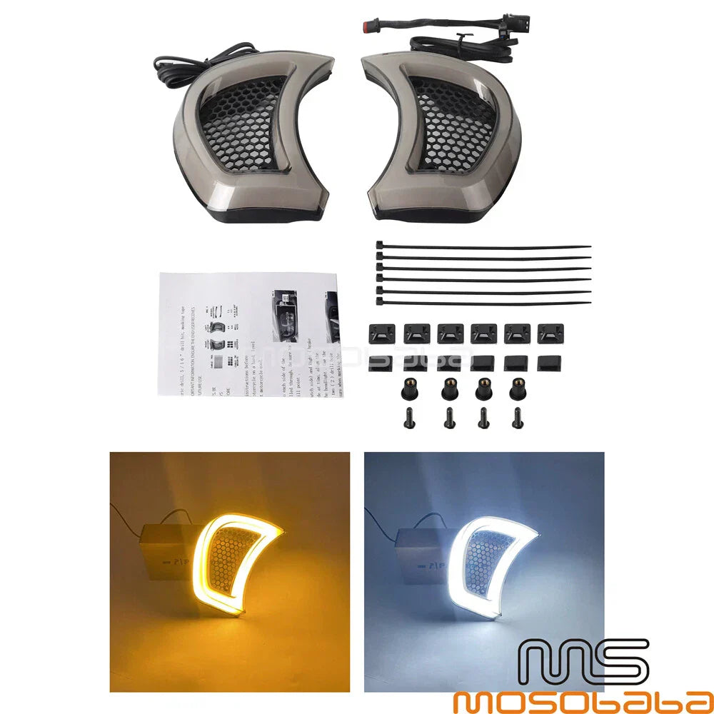LED Headlight Vent Accent Light w/ Smoke Lens for Harley Touring Road Glide (2015)