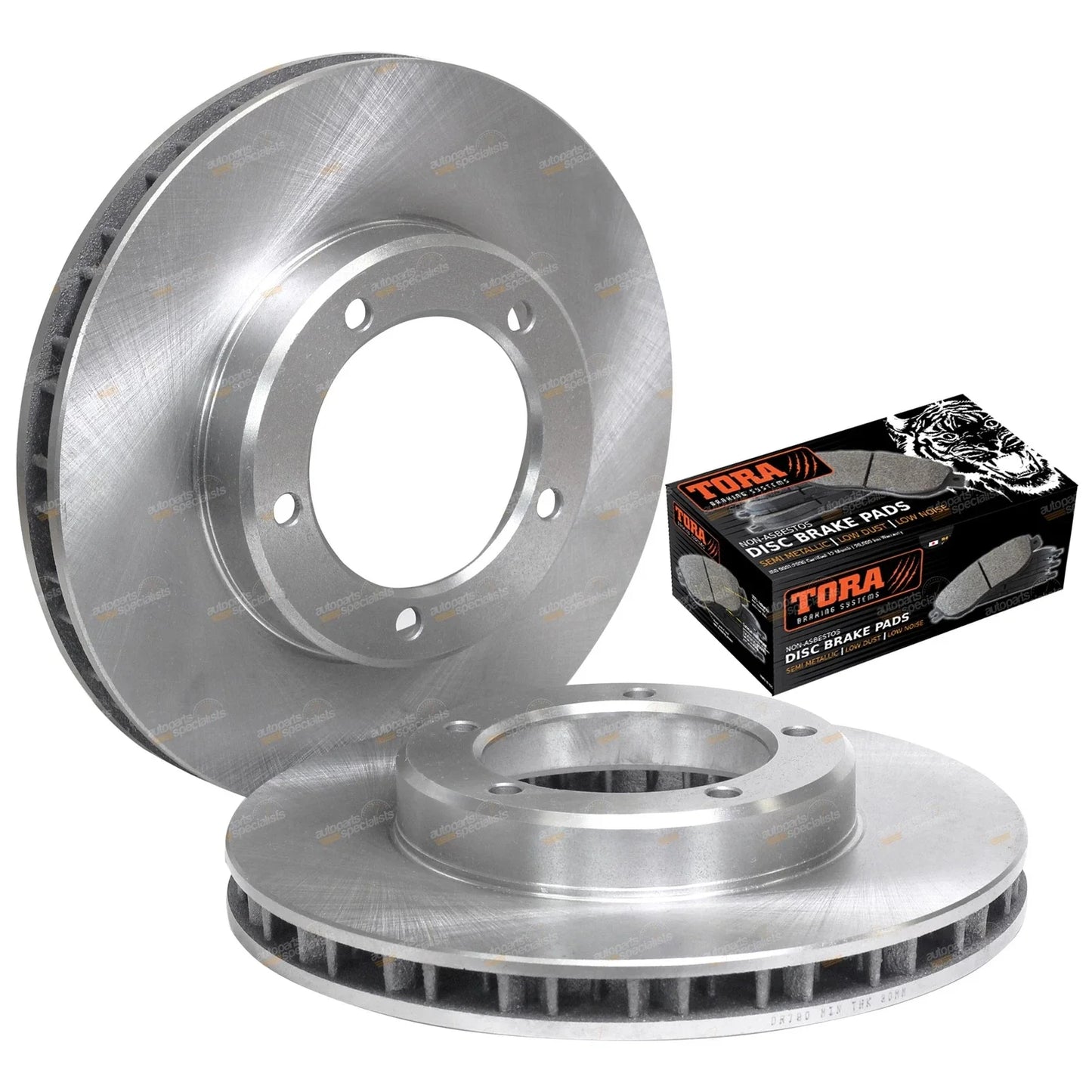 Front Disc Rotors + Pads 2 x for Landcruiser 76 78 79 105 Series (1998-2017)
