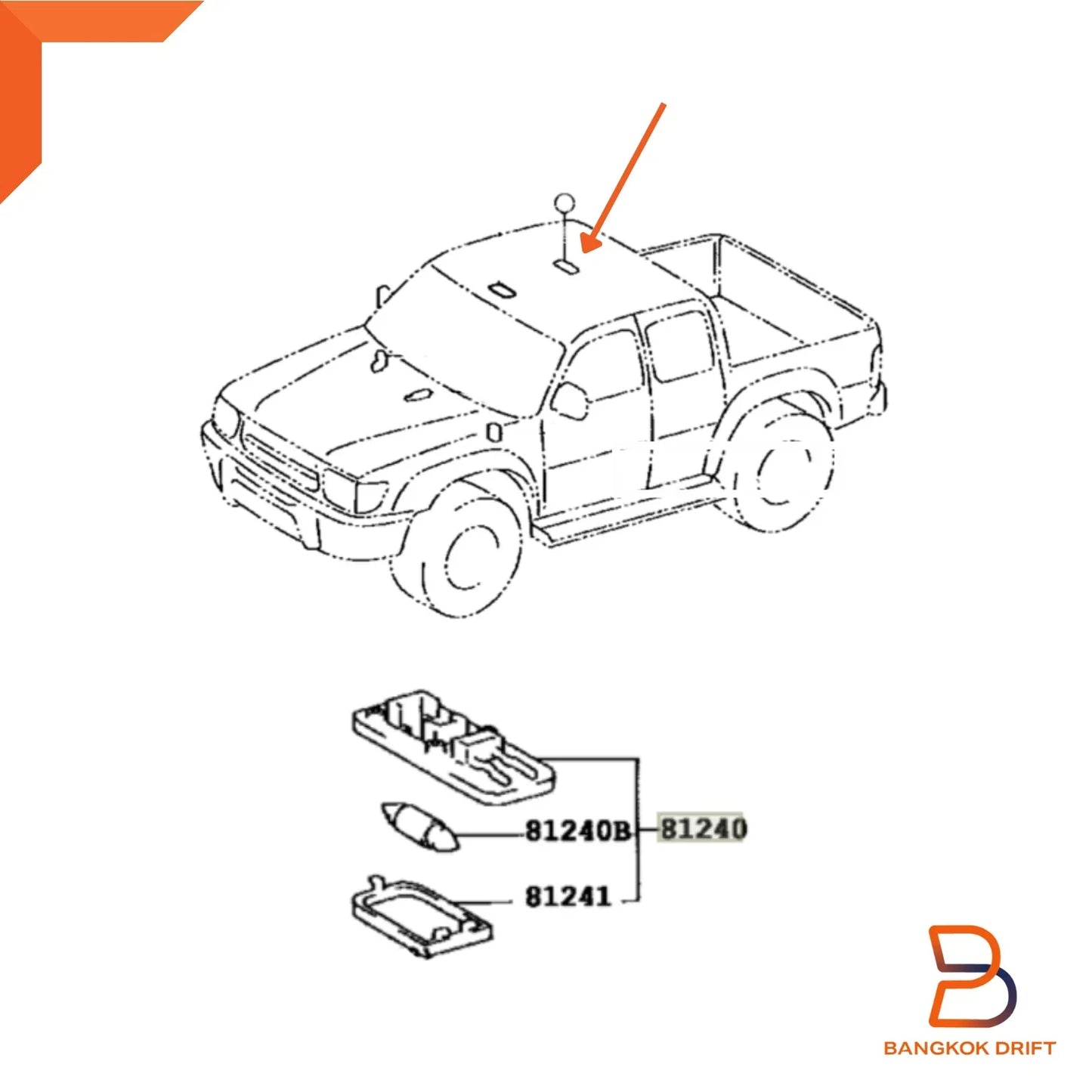 Dome Cabin Light Lamp for Toyota Hilux Ute (LN90, LN105, LN111)