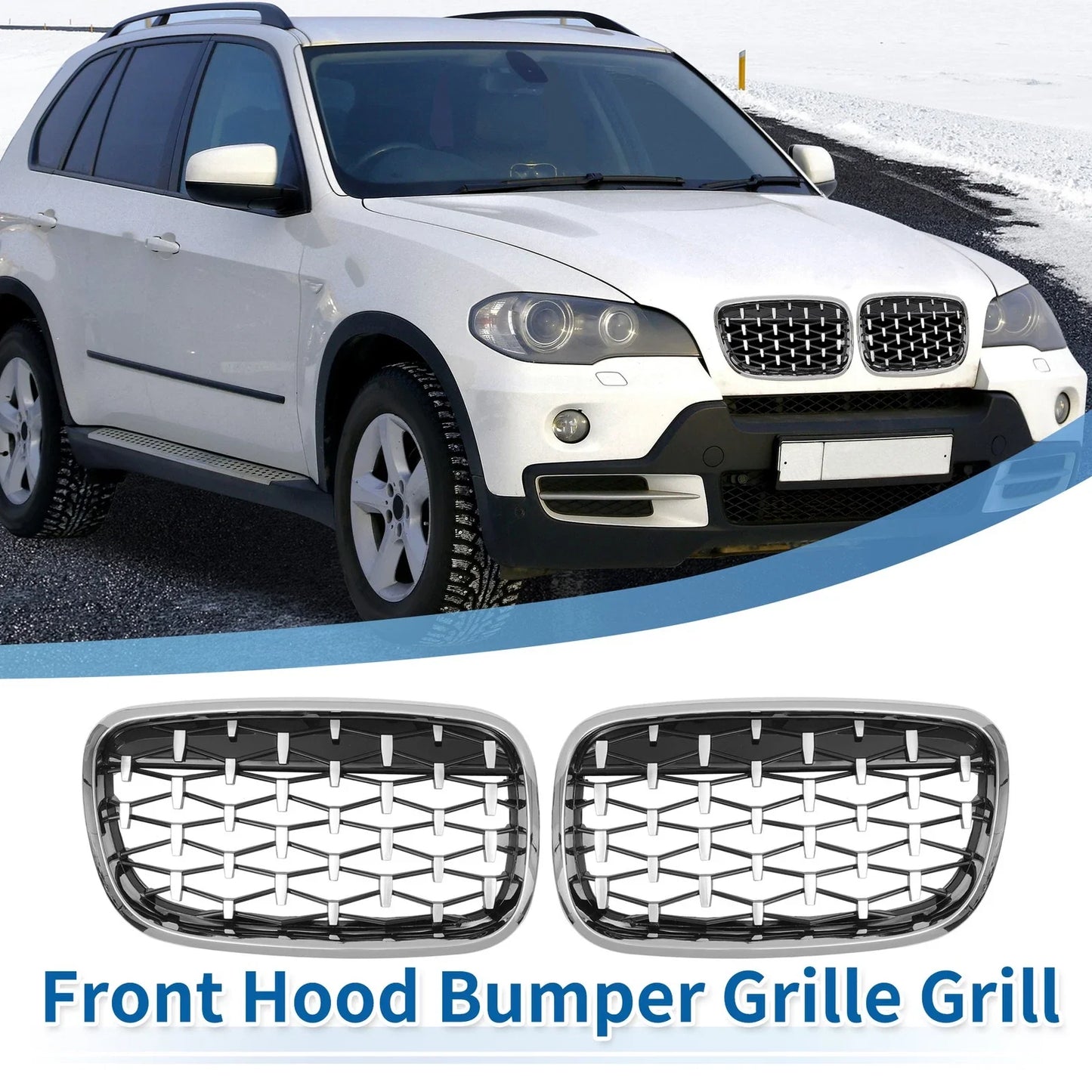 Front Hood Bumper Grille Grill 1 Pair for BMW X5 X6
