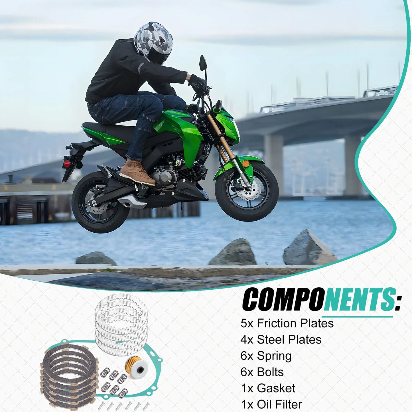 Clutch Friction Steel Plates Kit w/ Gasket for Kawasaki KLX110 (2002–2024)