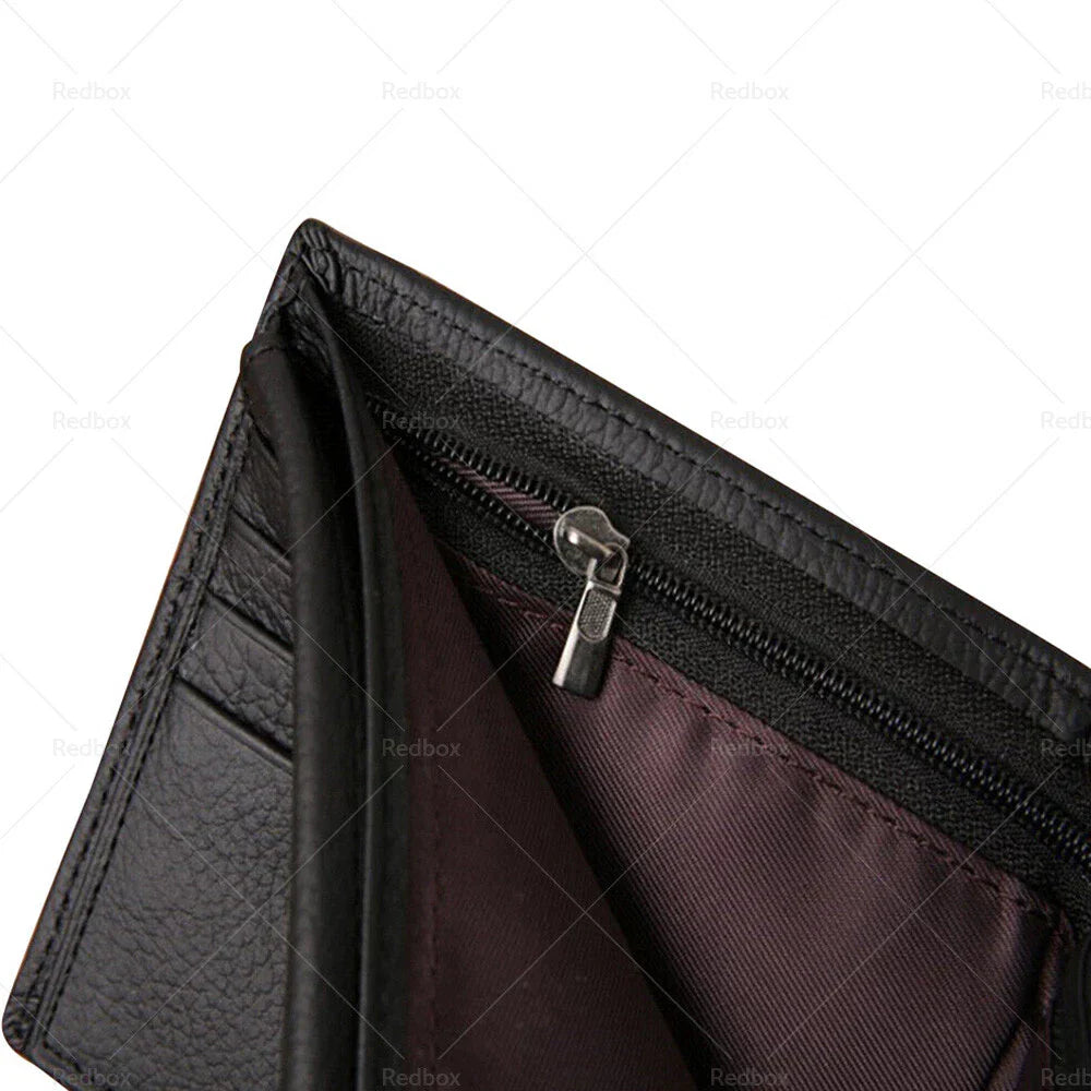 Leather Wallet for Black/Brown Mens Cowhide Coin Purse with Card Slots