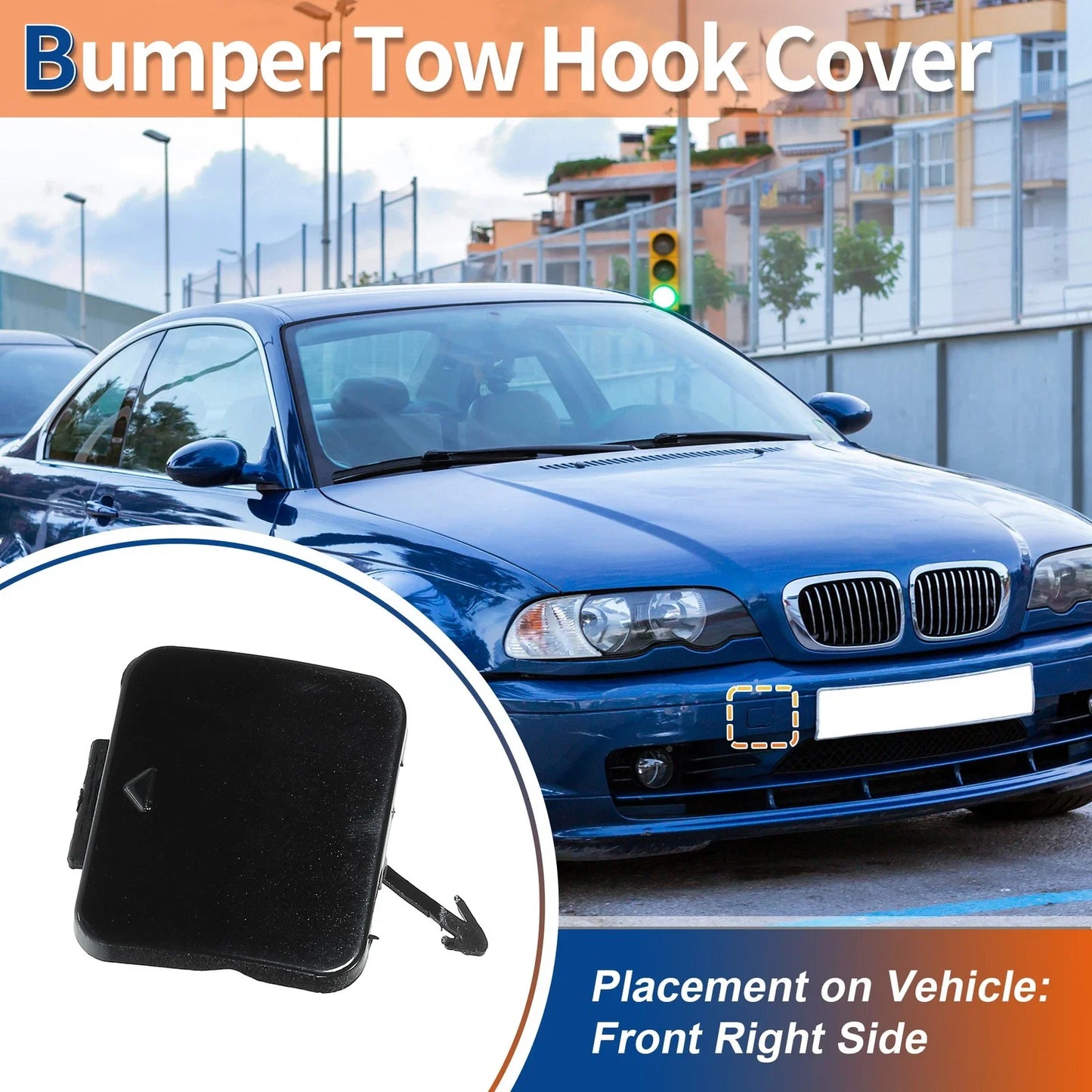 Front Bumper Tow Hook Cover for BMW 525i 528i 530i Black