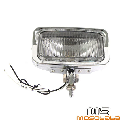 Chrome Square Headlight Assembly for Harley Chopper Cafe Racer Custom