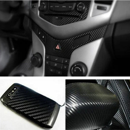 Black 3D Carbon Fiber Vinyl Wrap Roll Film Sticker for Car/Home 127x30cm DIY