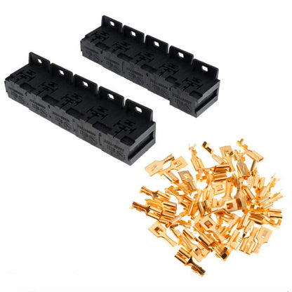 10 x 30A-80A 5 Pin Relay Sockets Connectors with 50 x 6.3mm Terminals