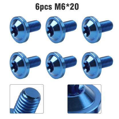 6 x Blue Titanium Alloy M6x20mm Torx Head Bolts for Bike Motor