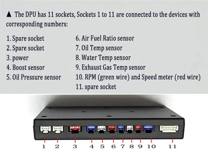 Dash Rally Race Gauge Sensor Set for Car with Bluetooth Digital LCD Display