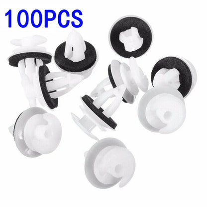 Fastener Clips 100pcs White With Seal Ring Fender Replacement Rivets for Car