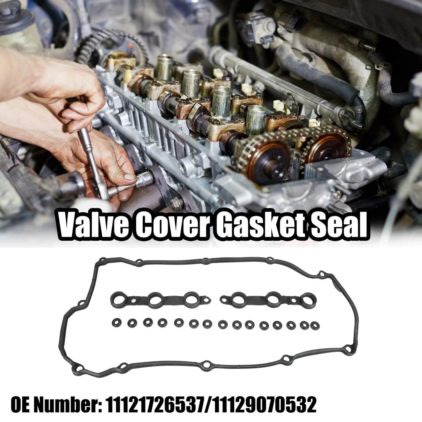 1 Set Black Valve Cover Gasket for BMW E36 E38 E39 320i 520i