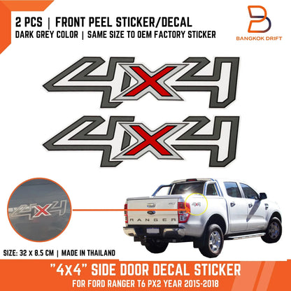 4x4 Side Cabin Rear Body Decal Sticker for Ford Ranger PX2 Wildtrak (2015-2018)