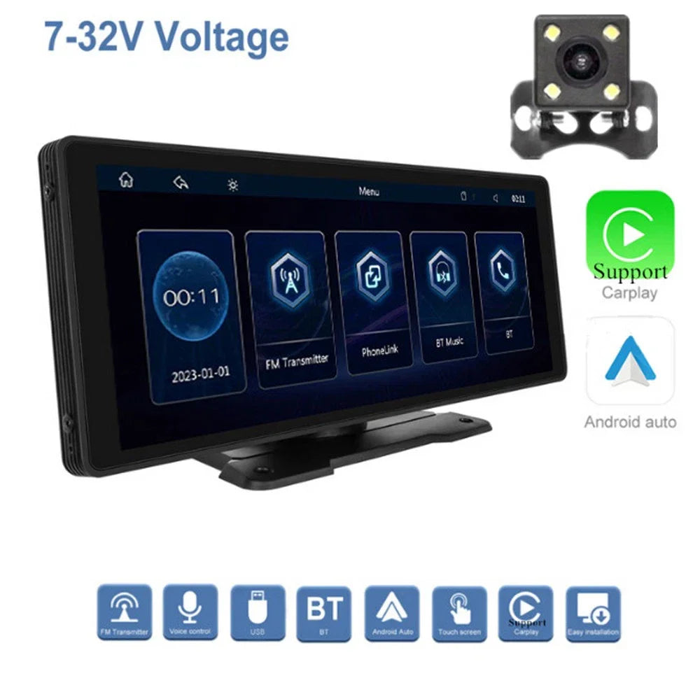 10.26" Wireless Carplay Android Auto Bluetooth Multimedia Screen + Camera