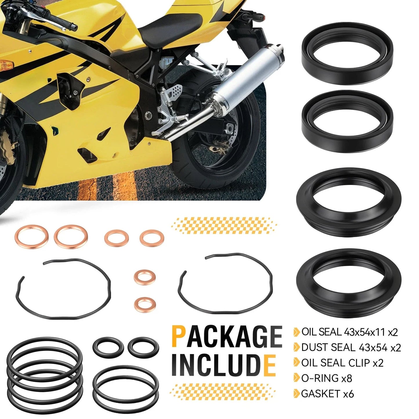 Front Fork Dust Seals & O-Ring Kit for Suzuki GSX-R600/750 (2004–2005)
