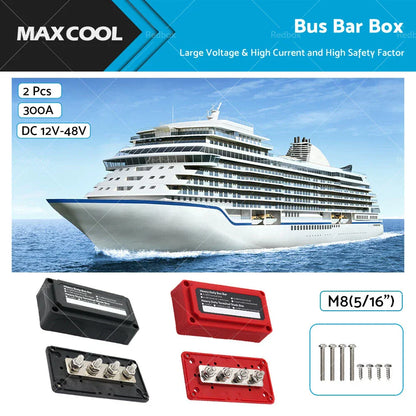Heavy Duty 300A M8 DC 12V-48V Power Distribution Box Terminal Block
