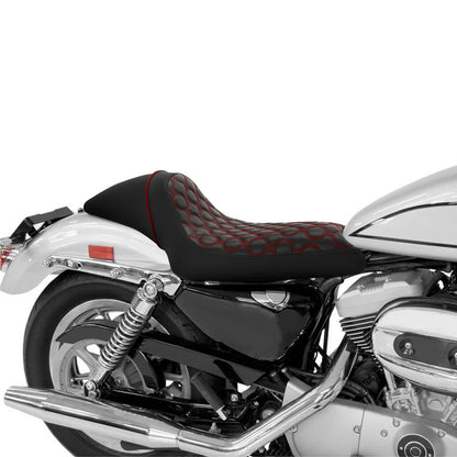 Black Red Driver Passenger Seat for Harley Sportster 883 1200 (2004-2022)