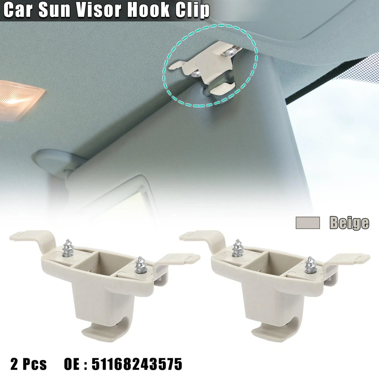 Beige Sun Visor Hook Clip Retainer for BMW 328i (1999-2000)