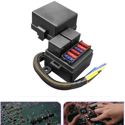 Prewired Fuse Relay Box 2 x 80A Relays + 6 Fuse Brackets for Cars