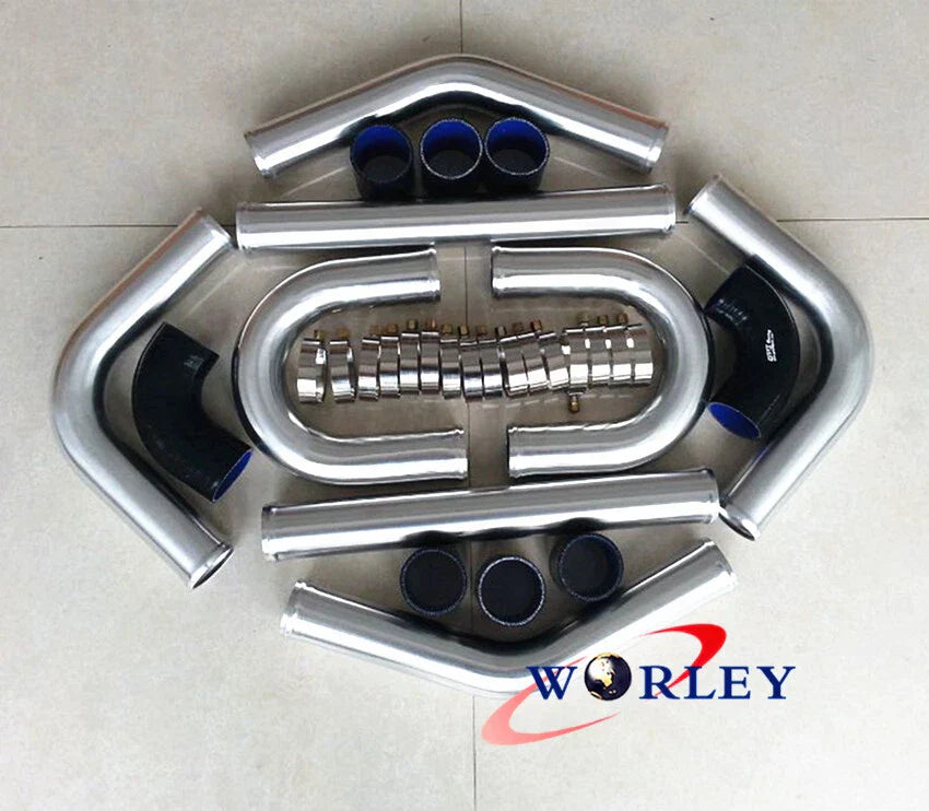 2.5" Aluminum Universal Intercooler Turbo Piping Kit + Black Hose Kits