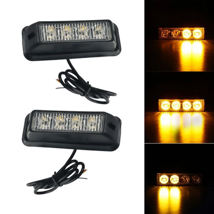 2 x 4-LED Amber Light Lamp Recovery Flashing Breakdown Strobe Grill 12-24V