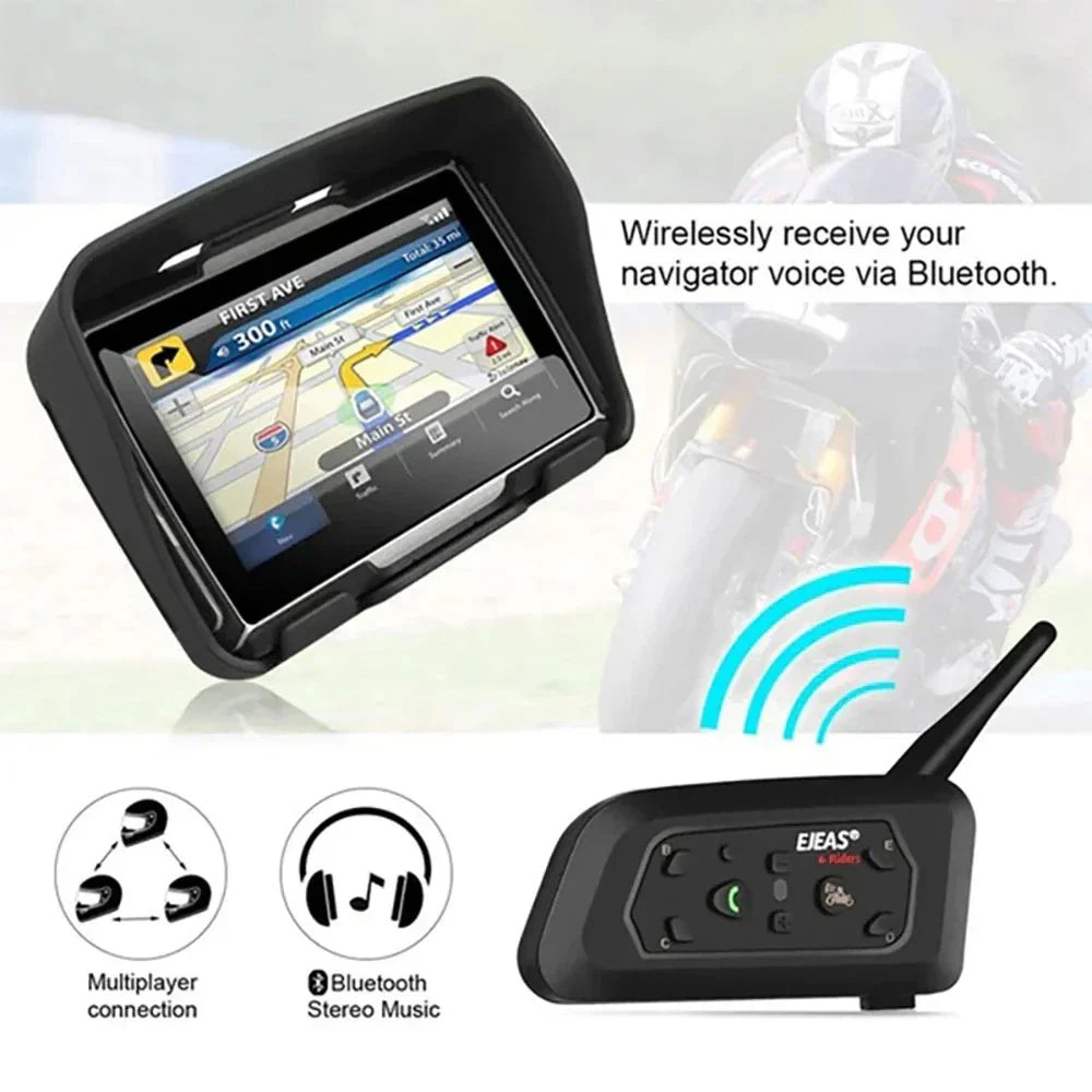 EJEAS V6 Pro Bluetooth Helmet Intercom for Motorcycle - 6 Riders