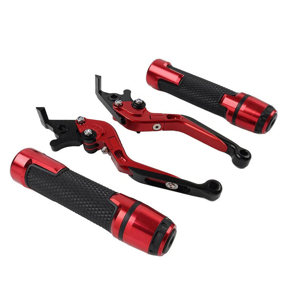 Red Extendable Brake Clutch Lever Grip Set for Kawasaki Ninja 650R (2006-2011)