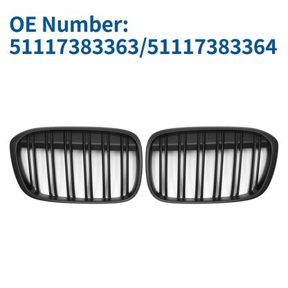 1 Pair Front Upper Bumper Grille for BMW X1 Matte Black (2016 - 2022)