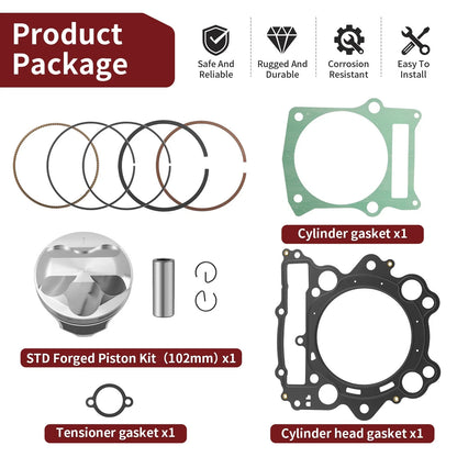 102mm Forged Piston & Top End Gasket for Yamaha Rhino YXR660 (2004–2007)