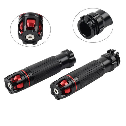 22MM BLK+RED Handle Bar Hand Grips for Honda, Suzuki, Yamaha, Kawasaki