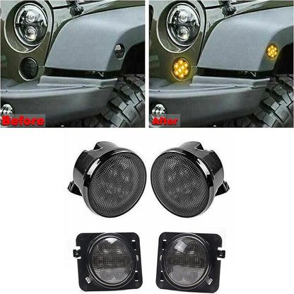 Front LED Turn Signal Side Marker Lights for 2007-2017 Wrangler JK (2007-2017)