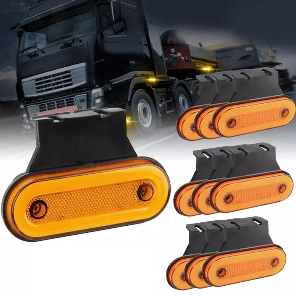 Pack of 10 Orange Amber Side Marker Lights for Trucks and Trailers
