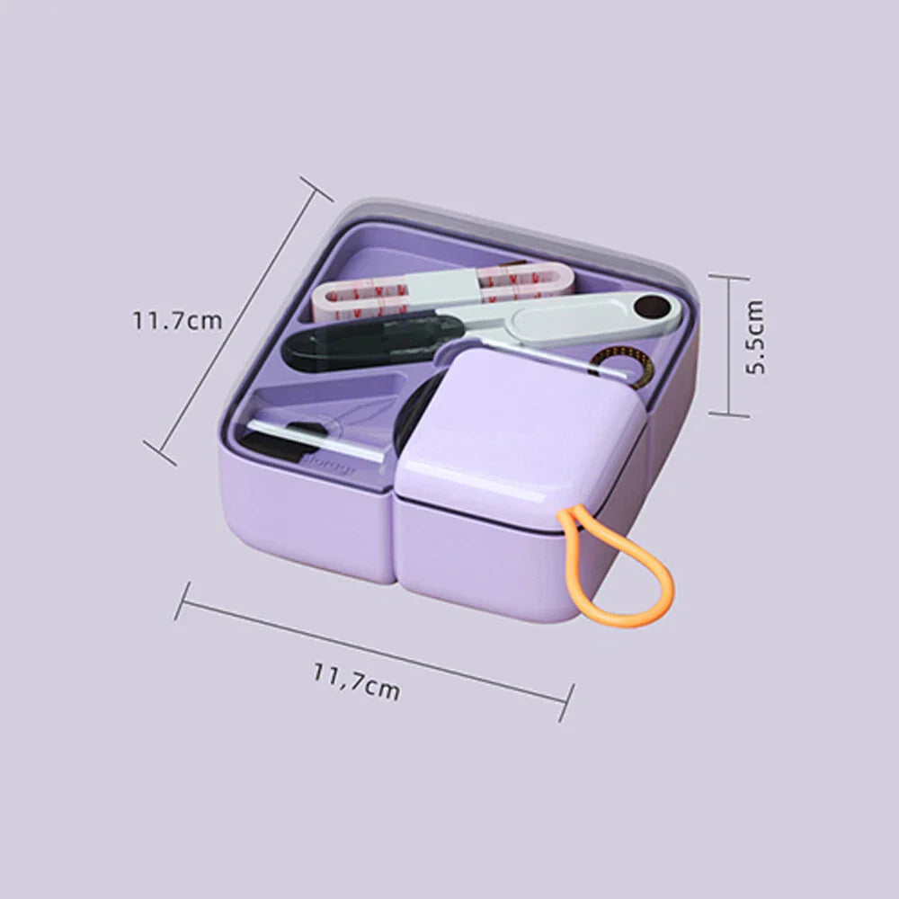 Sewing Kit - Scissors, Needles, Thimble, Thread, Tape Measure - Cream White