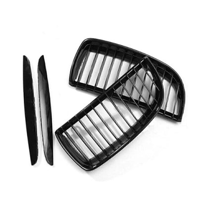 Black Glossy Front Kidney Grilles for BMW E90 Sedan/Wagon (2005-2008)