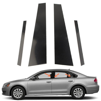 4 x Black Door Trim Pillar Post Covers for VW Jetta (2012-2018)