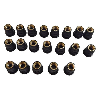 M6 Rubber Brass Well Nuts / Set of 20 / Well Nuts for Motorcycle Fairing