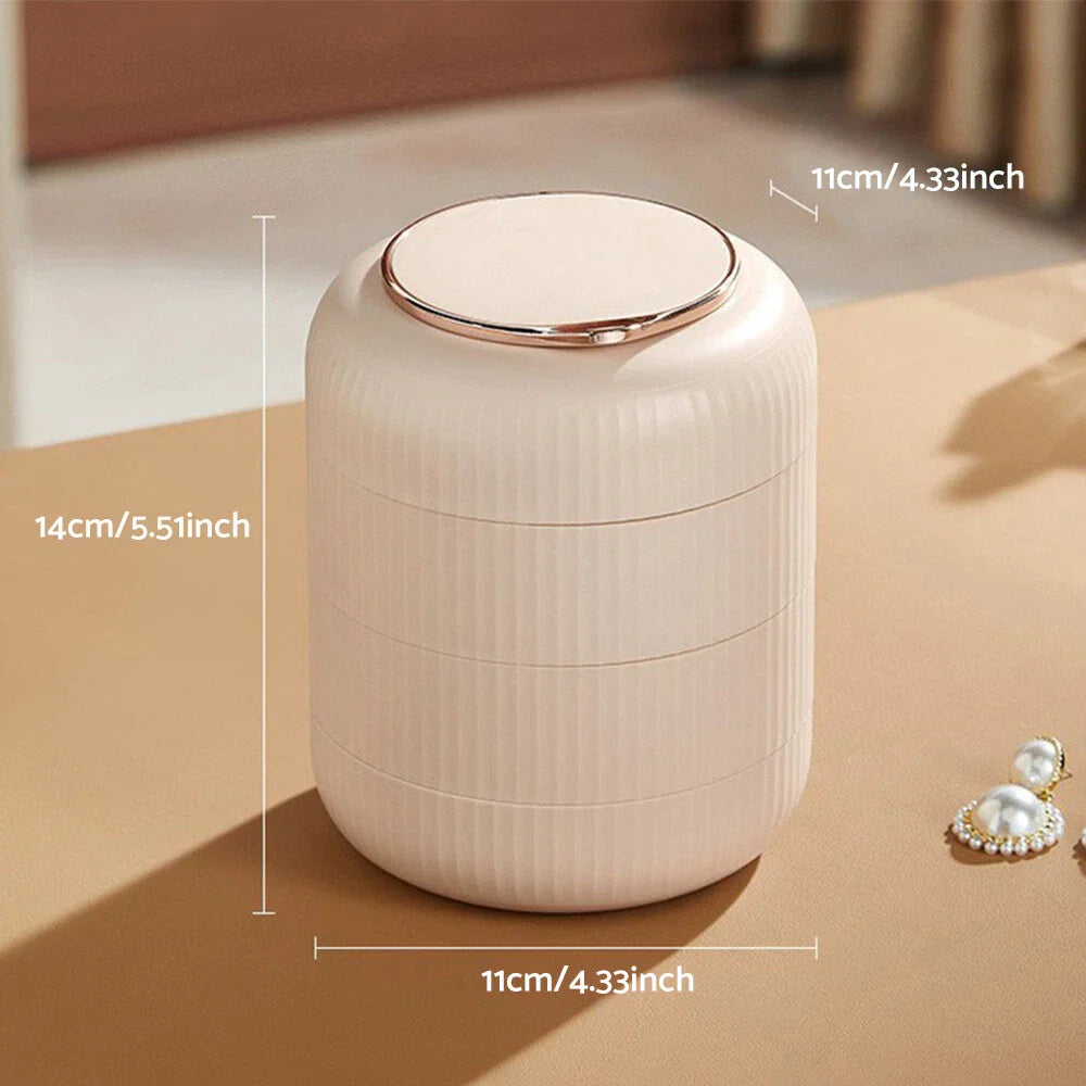 4 Layer Jewelry Organizer Travel Case for Rotating Storage - Ring Bracelet Tray