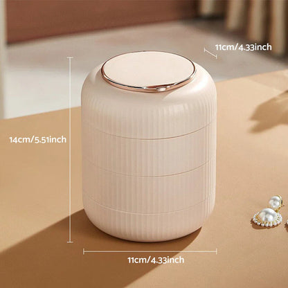 4 Layer Jewelry Organizer Travel Case for Rotating Storage - Ring Bracelet Tray