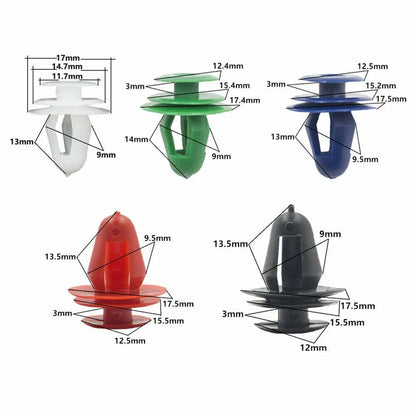 60PCS Car Door Panel Clips Fixing Fastener V9mm Hole Card Clip Rivet