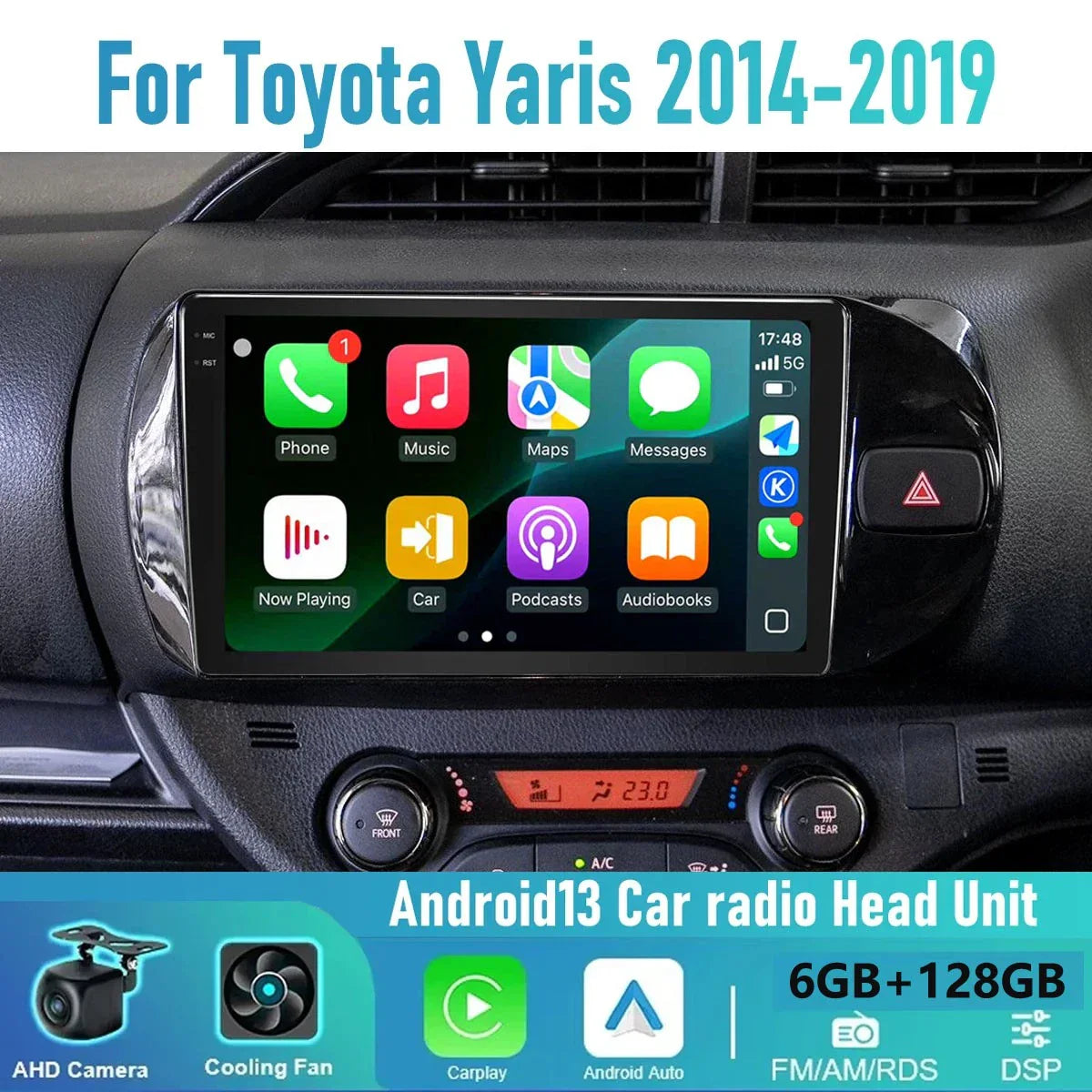 Wireless CarPlay Android Auto Head Unit for Toyota Yaris (2014-2019)
