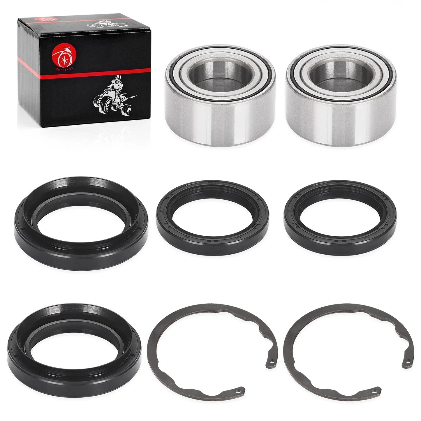 2Pcs Front Wheel Bearing & Seal Kit for Kawasaki Bayou 300/400 (1998–2008)