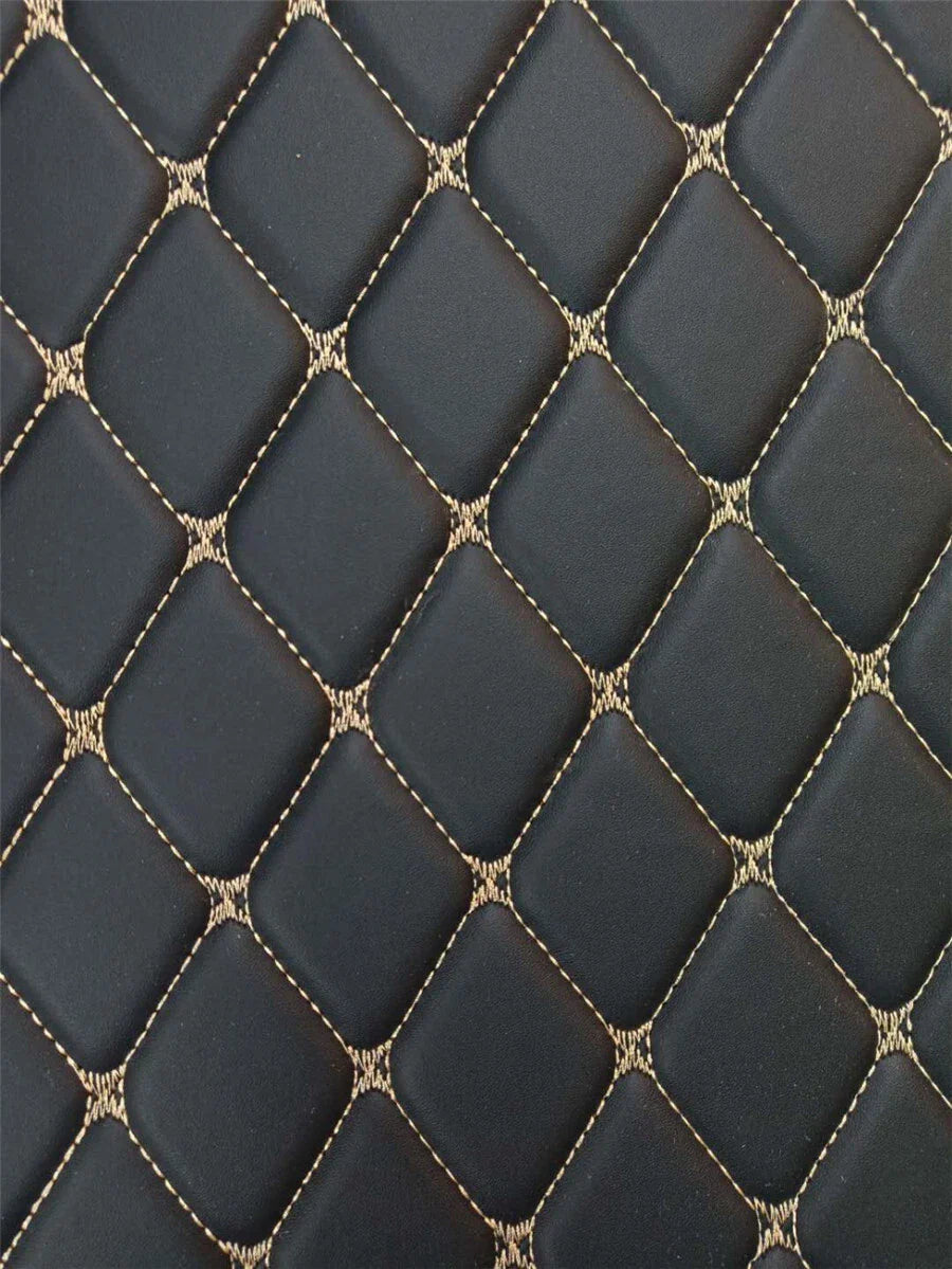 4 x Car Floor Mats Waterproof PU Leather Black & Beige